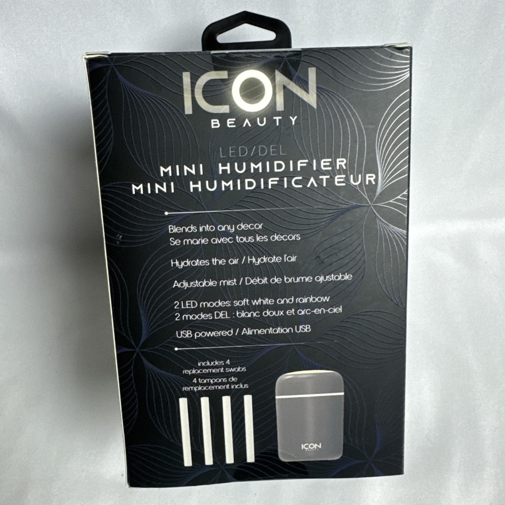 Icon Beauty Mini USB Humidifier LED Light Adjustable Cool Mist Rechargeable Desk - Picture 3 of 5